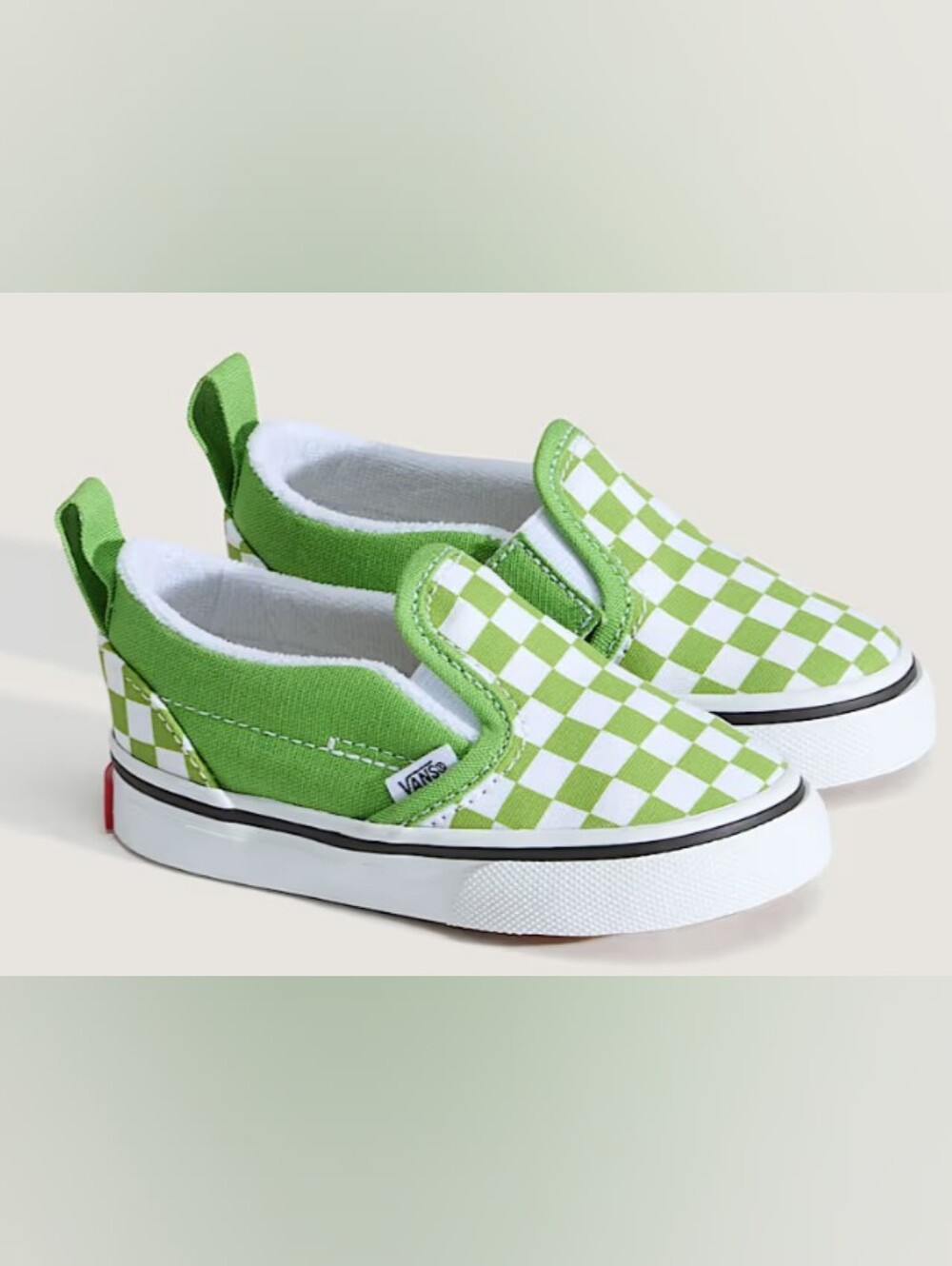 Vans® Classic Slip-On V Checkerboard Green/ White Sneakers TD Size 6 New